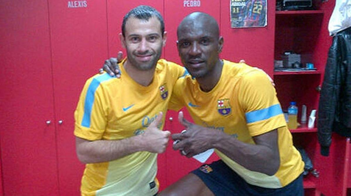 Mascherano i Abidal, al vestidor. Mascherano i Abidal, al vestidor.