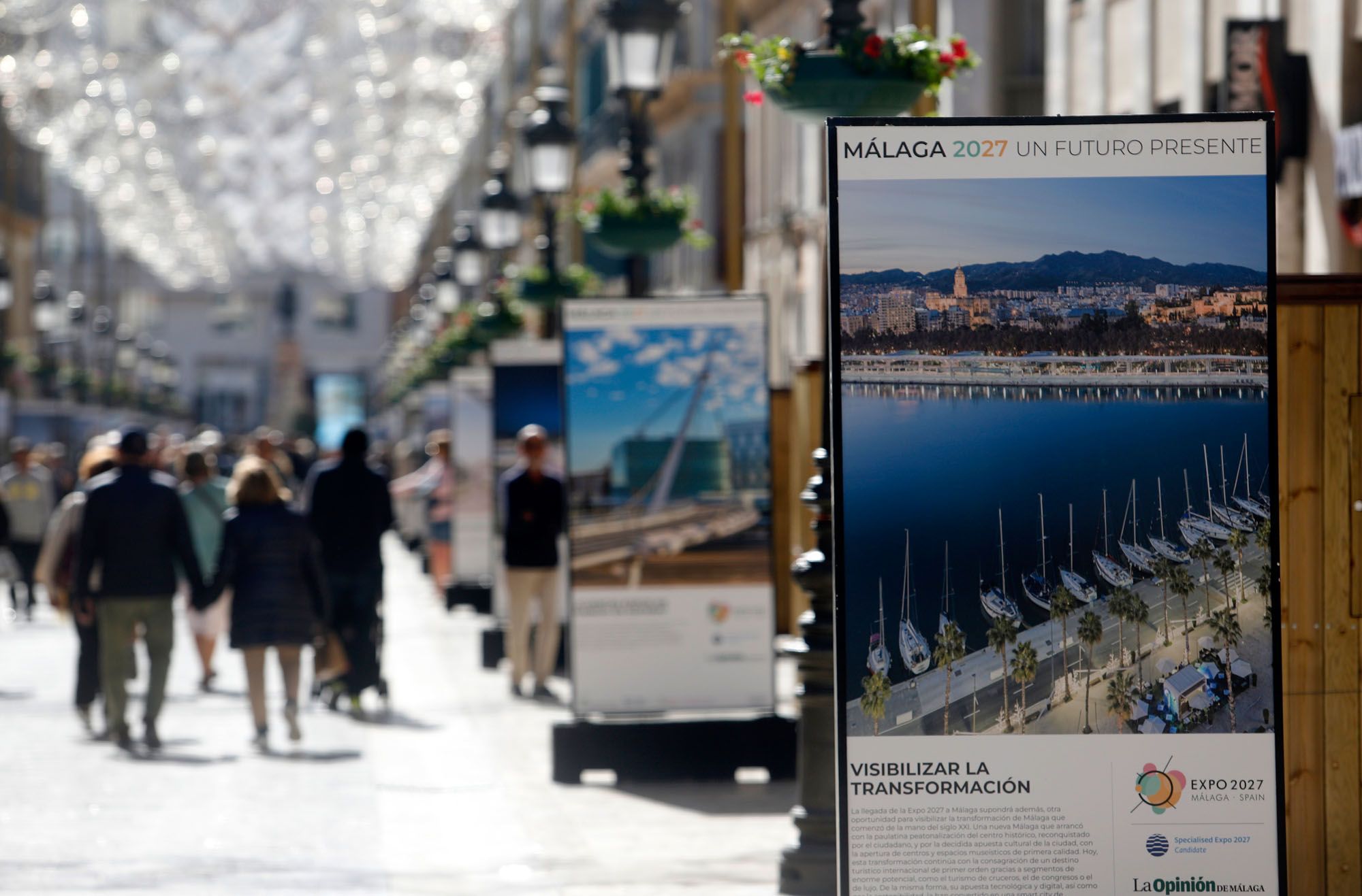 Exposición 'Málaga 2027 Un Futuro Presente', organizada por La Opinión, en la Alameda y la calle Larios