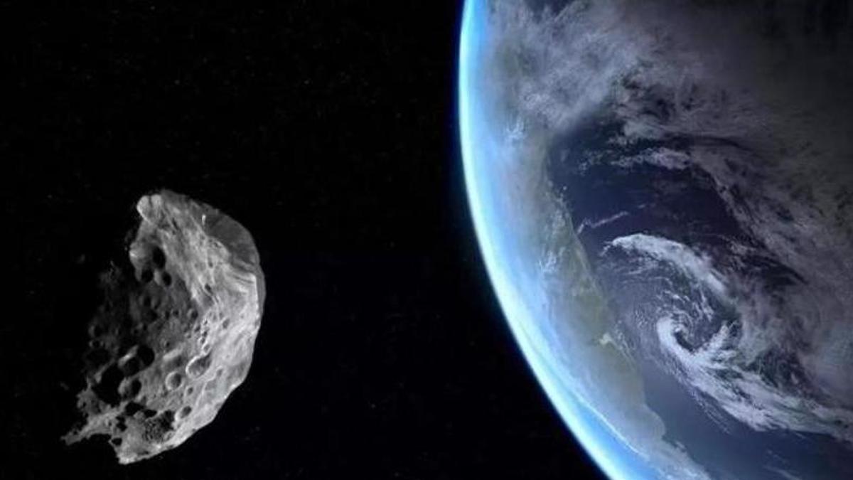 Simulació d'un asteroide orbitant al voltant de la Terra