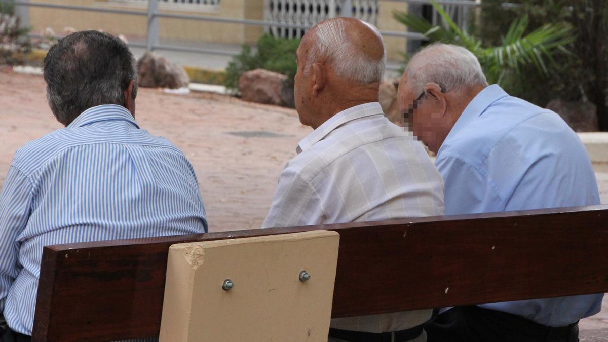 Un grupo de jubilados en un parque de Alicante.