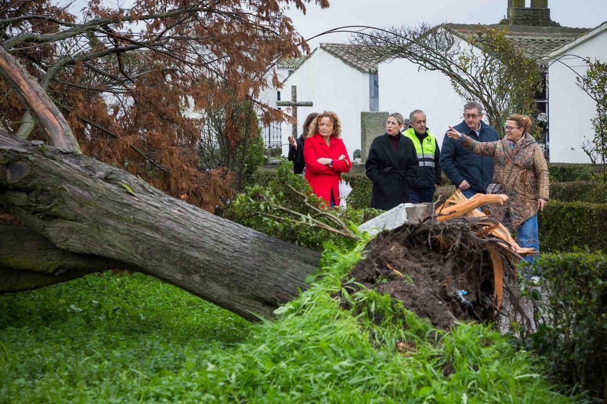 La presidenta de la Junta en funciones, María Guardiola, este jueves en Brozas.