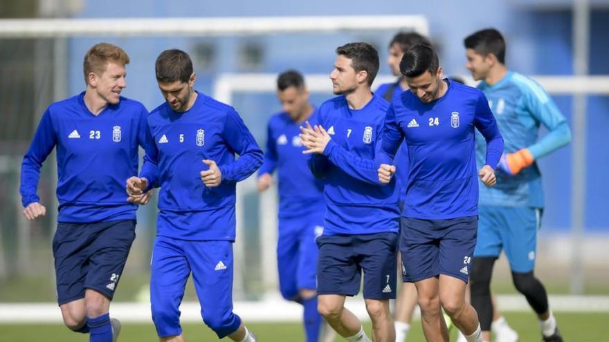 Los jugadores, en el entrenamiento.