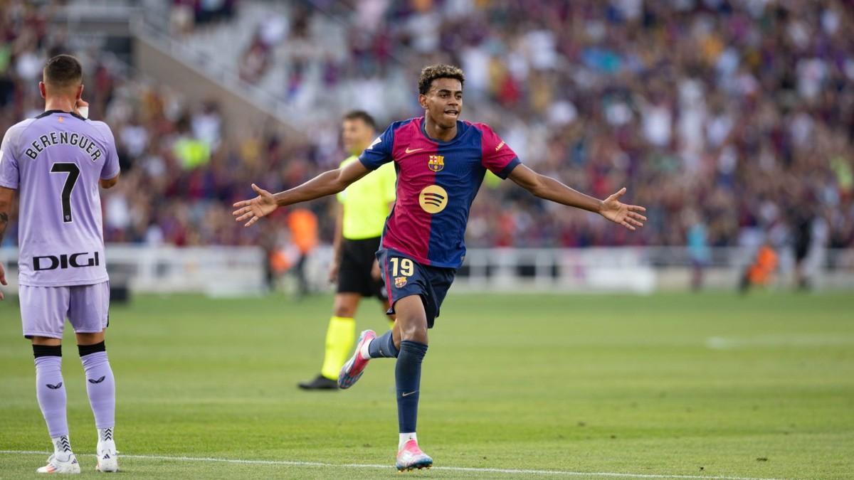 Lamine celebra el gol ante el Athletic