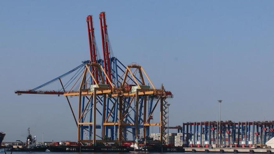 Las gruas de carga del puerto de Málaga