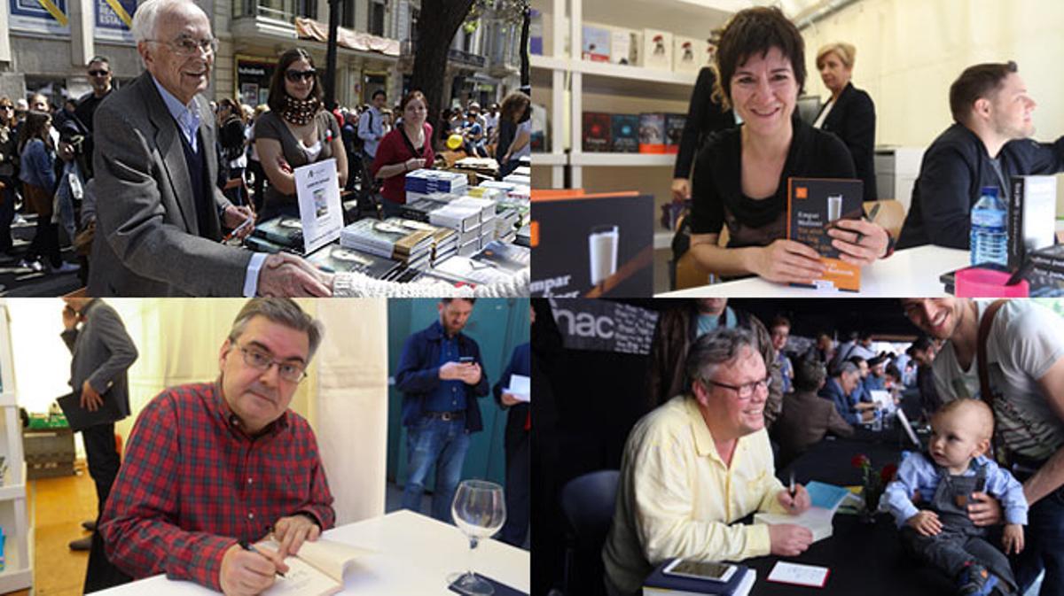 Els escriptors i els lectors comparteixen dia de Sant Jordi als carrers de Barcelona.