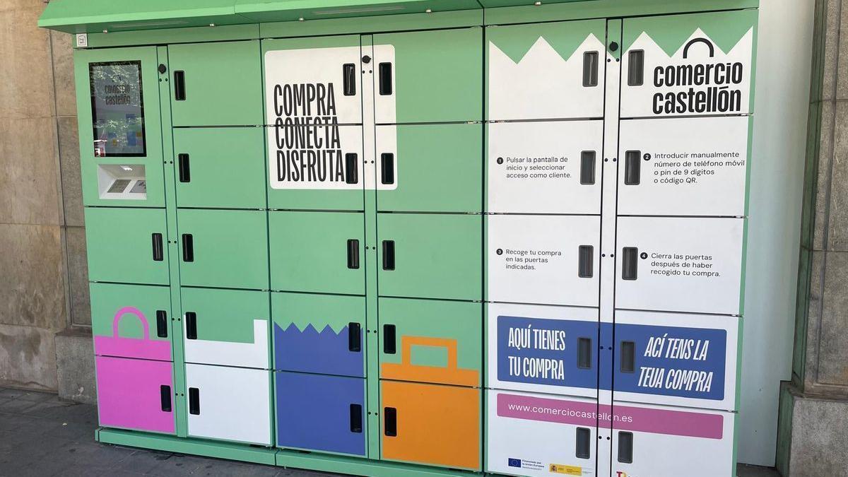Imagen de taquillas inteligentes para el depósito de las compras en Castelló.