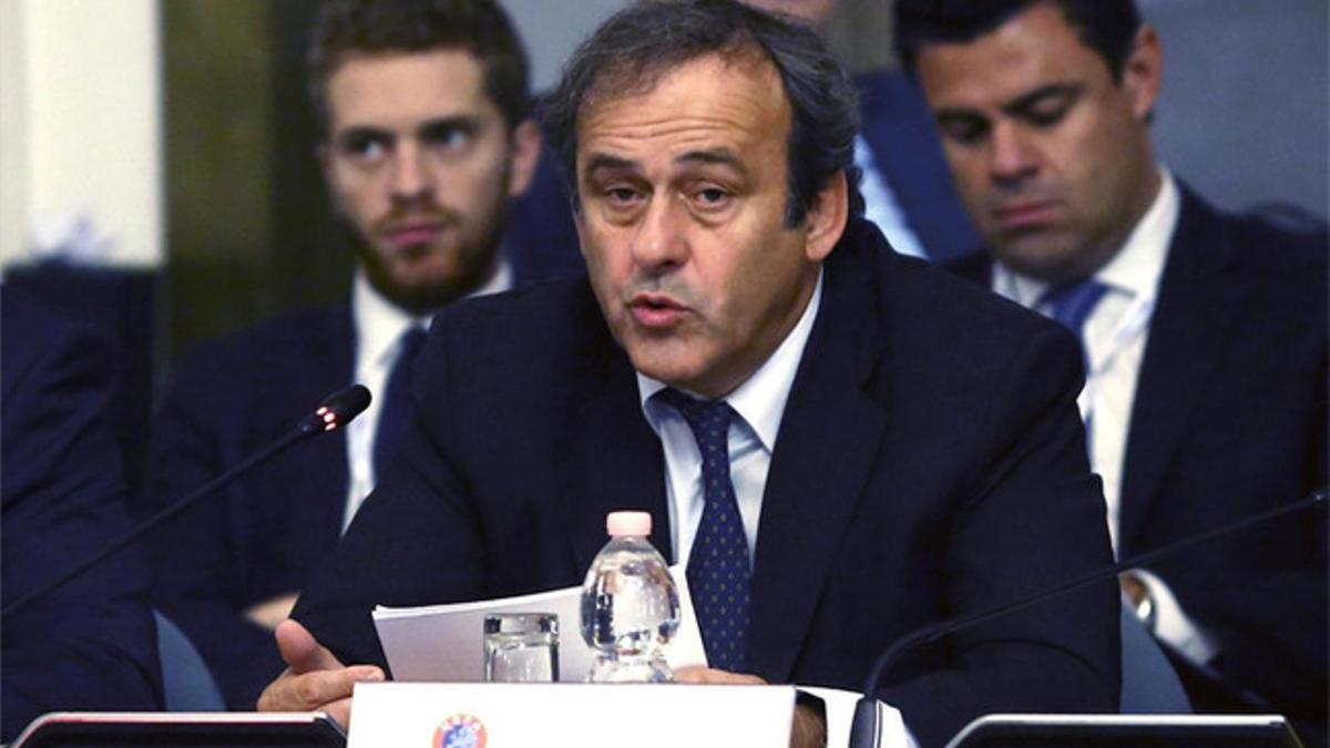 Platini, en la reunión del Consejo de Ministros de Juventud y Deportes de la UE en Roma