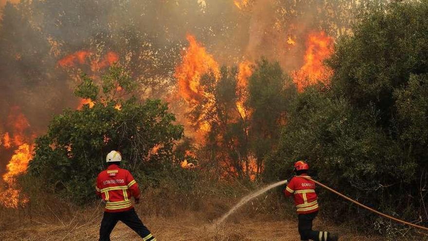 El primer incendio forestal de la temporada en el Algarve avanza sin control. // Miguel A. Lopes