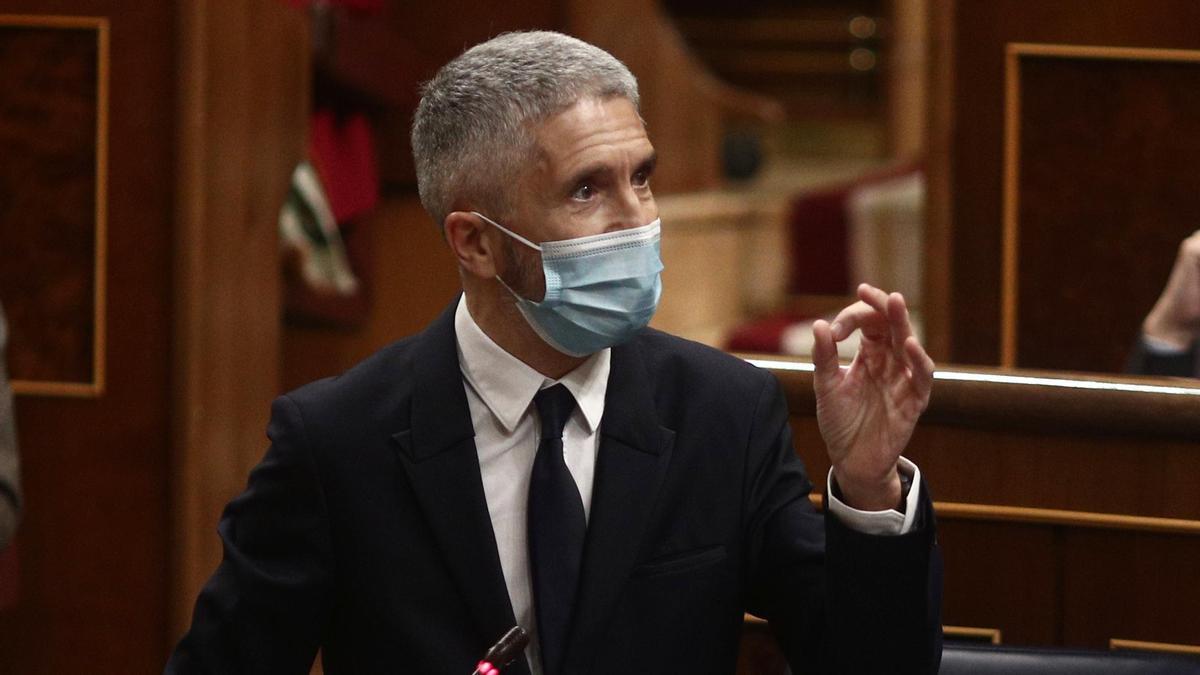 El ministro del Interior, Fernando Grande-Marlaska, en una intervención en el Congreso.