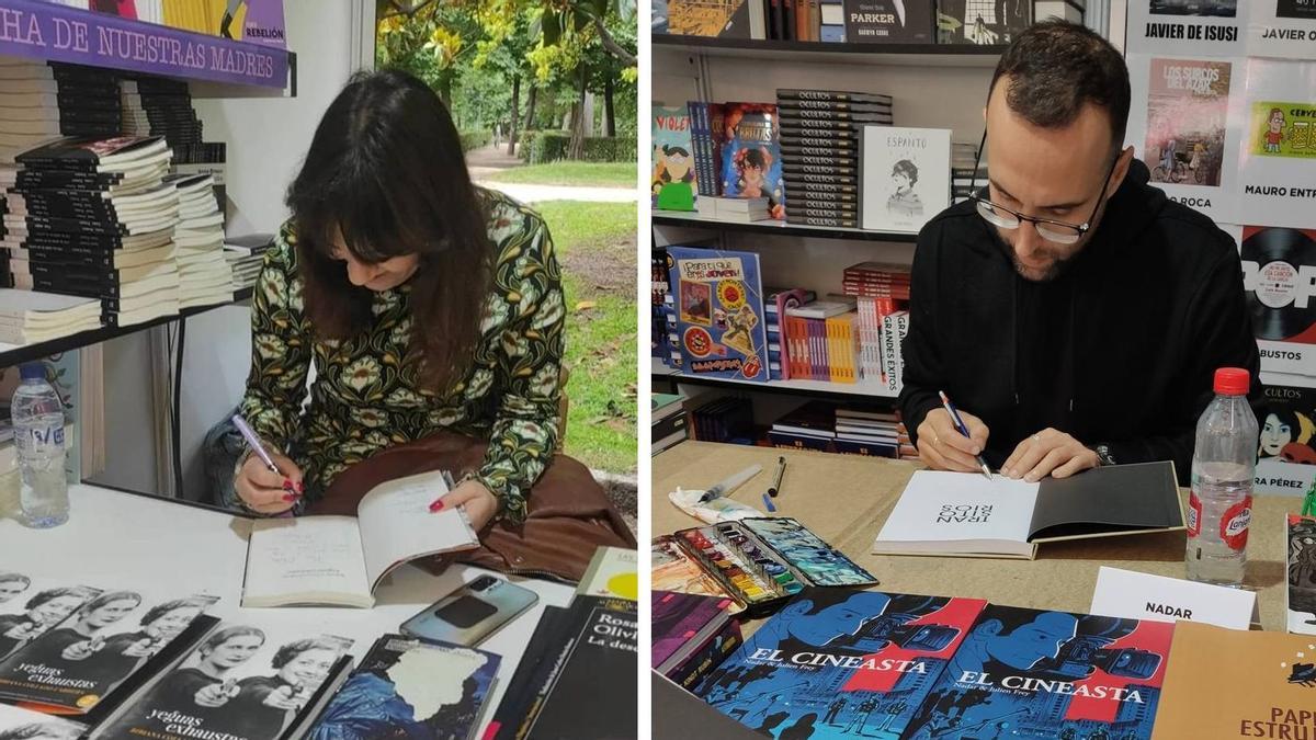 Pep Domingo ‘Nadar’ y Bibiana Collado Cabrera durante la firma de ejemplares este fin de semana.