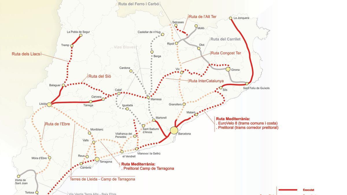 Plano de las nuevas vias ciclistas.