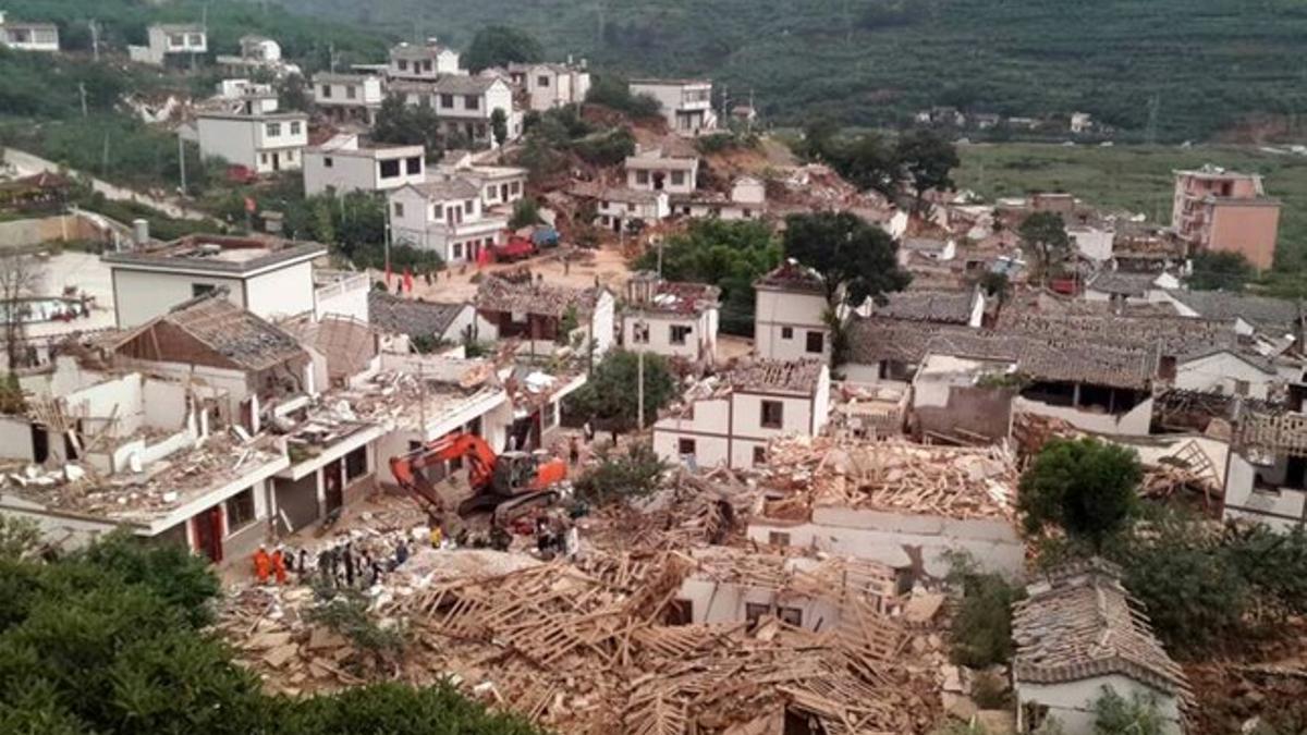 Edificios derribados tras el terremoto en la provincia de Yunnan, en el suroeste de China