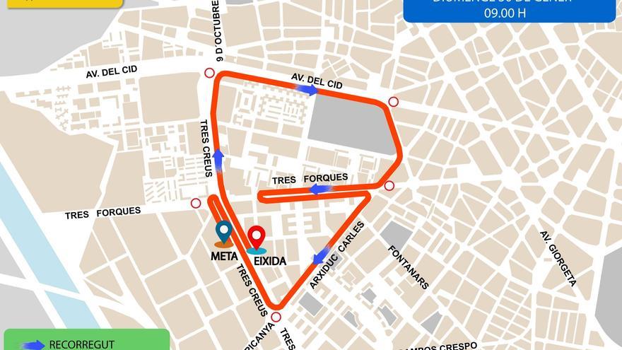 Cortes de tráfico en València por la Carrera Galápagos de este domingo