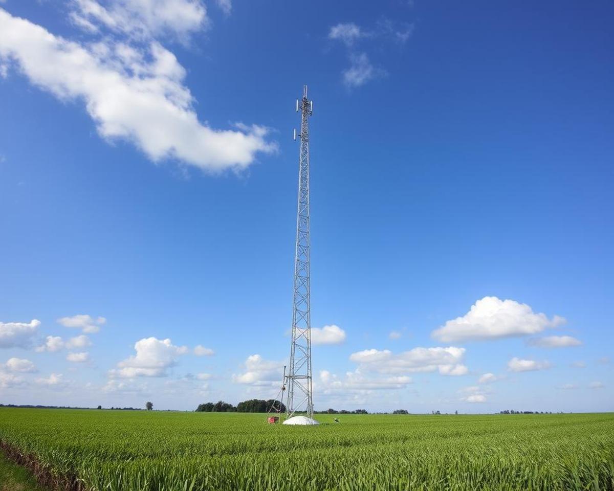Torre wifi en zona rural.
