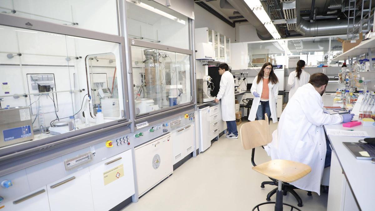 Investigadores en un laboratorio de la Universidade de Santiago.