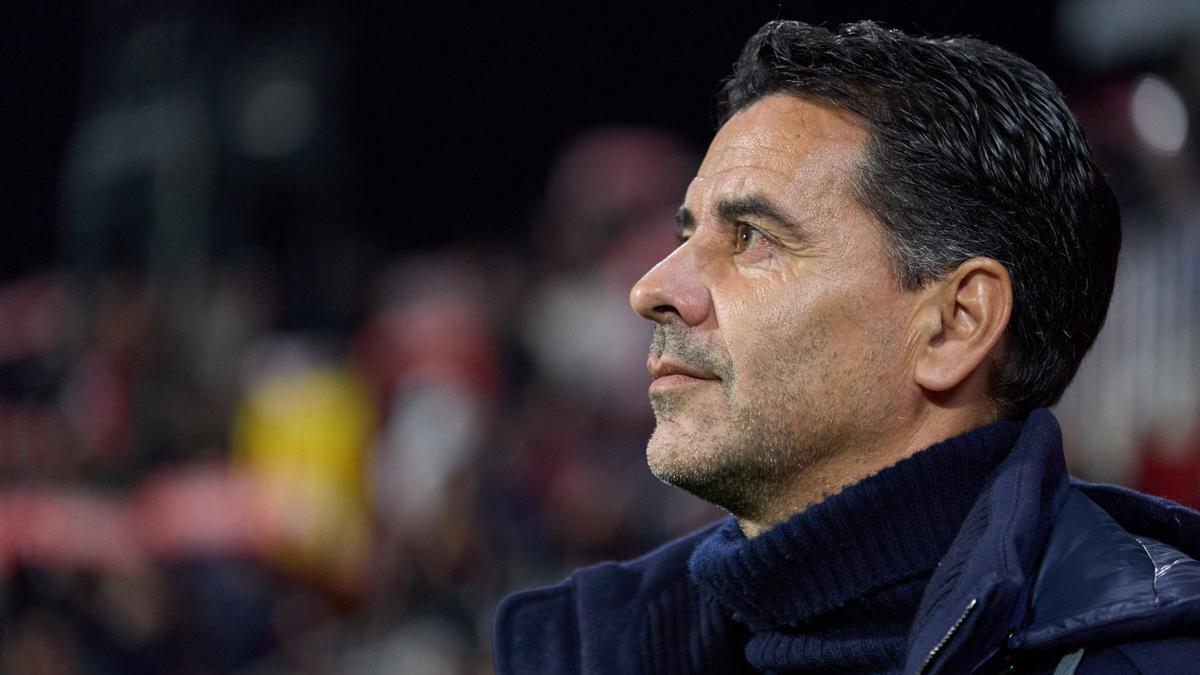 Una imatge de Míchel durant el partit contra el Reial Madrid