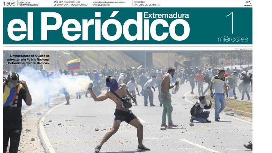 Esta es la portada de EL PERIÓDICO EXTREMADURA correspondiente al día 1 de mayo del 2019