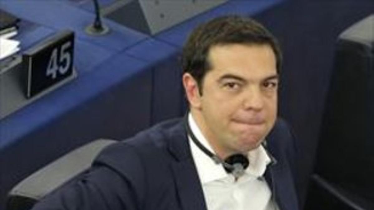 Alexis Tsipras, en su debut en la Eurocámara, este miércoles en Estrasburgo.