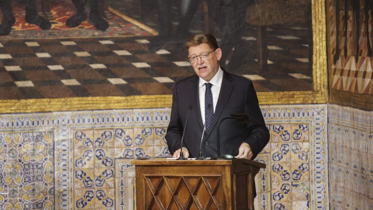 El president, Ximo Puig, durante su discurso por el 9 d&#039;Octubre