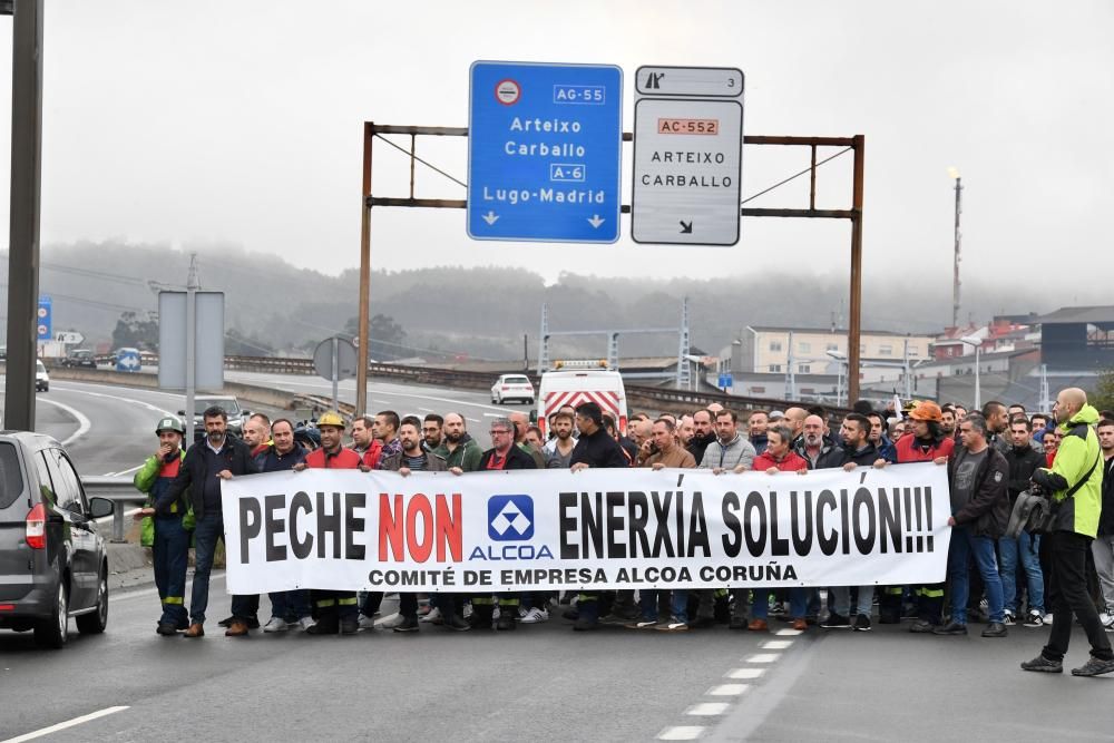 Manifestación de trabajadores de Alcoa en A Coruña