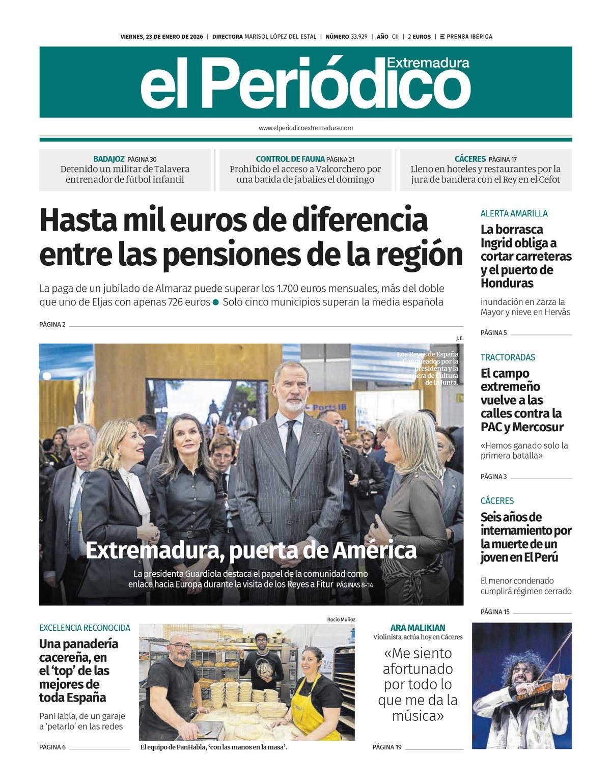 Consulta la portada correspondiente al día 23 de enero de 2026