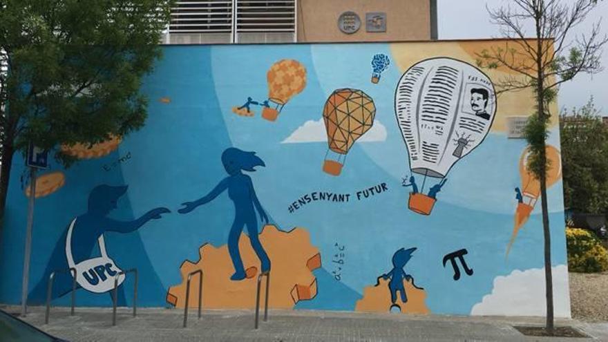 Pinten un mural en una de les parets de la UPC Manresa, pels seus 75 anys