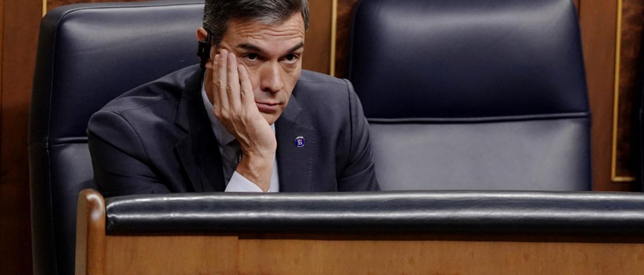 Pedro Sánchez, durante el debate de investidura de Alberto Núñez Feijóo