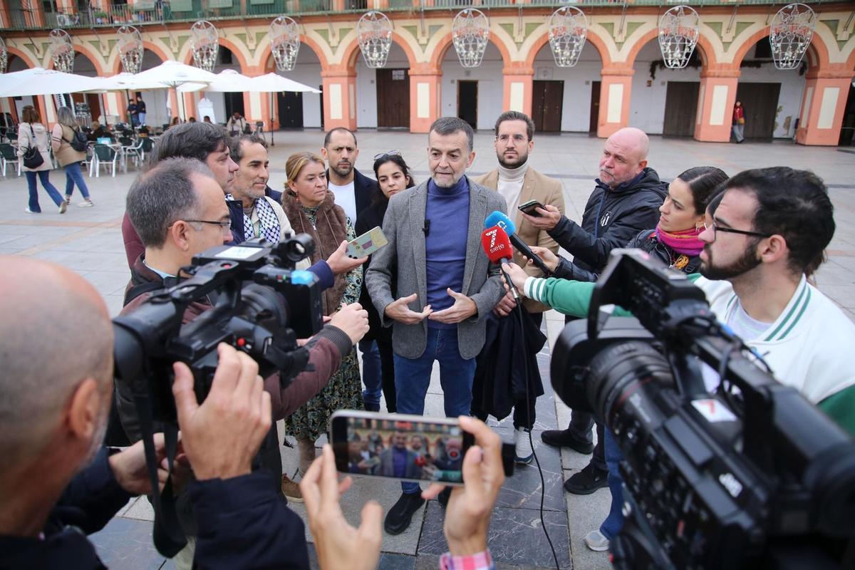 Antonio Maíllo, durante su comparecencia en la Corredera.