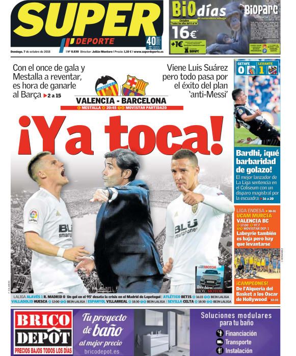 Portada SUPERDEPORTE domingo 7 de octubre de 2018