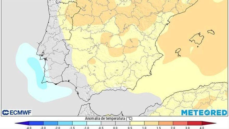 Mapa de anomalías en las temperaturas.