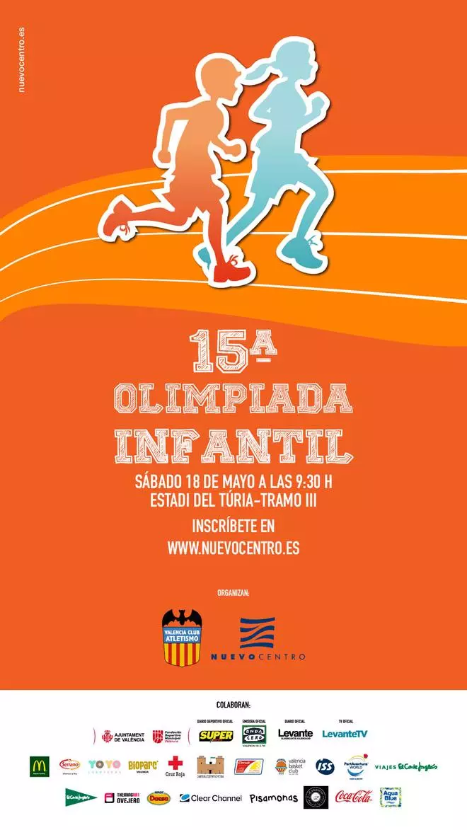 Nuevo Centro y el Valencia Club de Atletismo convocan la 15ª olimpiada infantil
