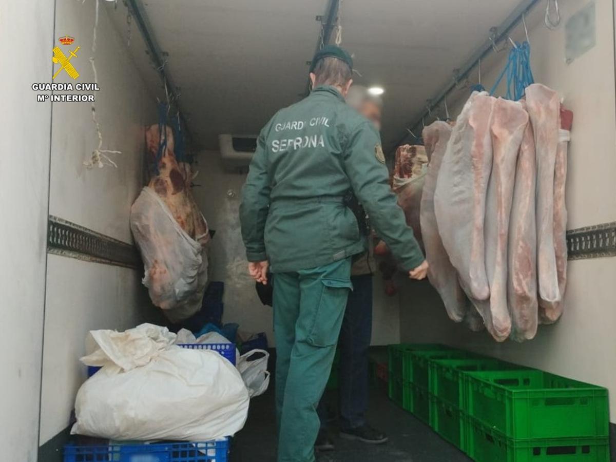 Carne intervenida por la Guardia Civil.