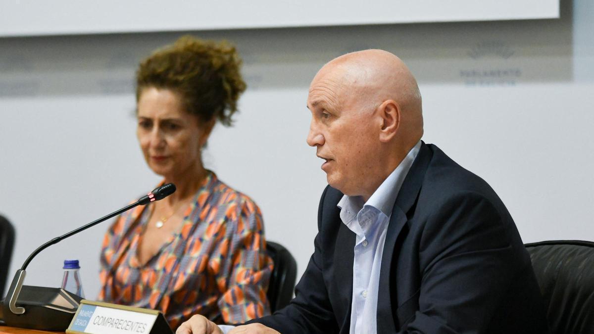 El gerente de la Axencia Galega de Xestión do Coñecemento en Saúde, Antonio Fernández-Campa, en el Parlamento.