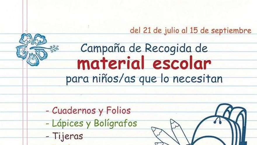 Cartel de la recogida de material escolar.