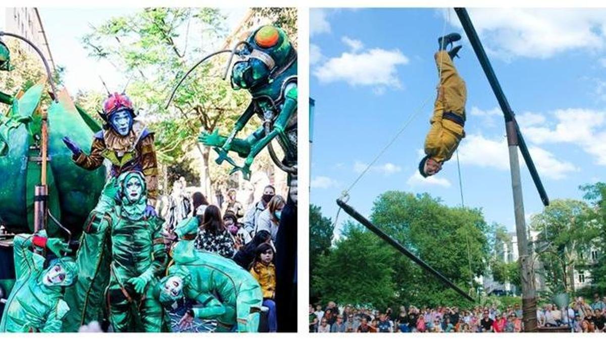 Imatges dels espectacles "Metamorphosi" (a l'esquerre) i "Mira't"