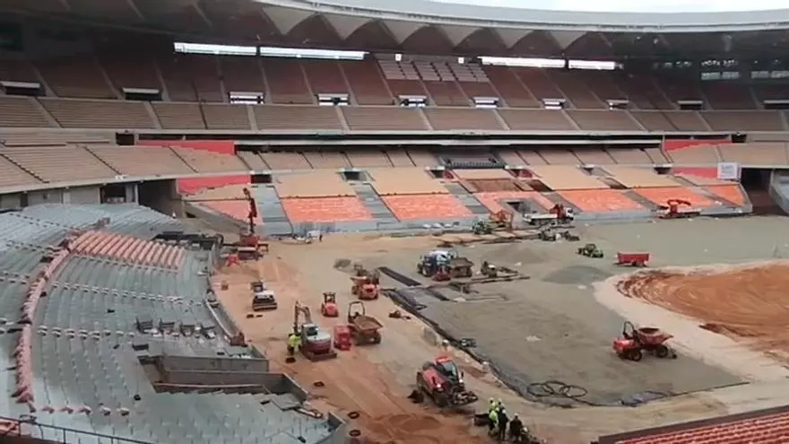 Las obras en La Cartuja continúan antes de la final de Copa del Rey