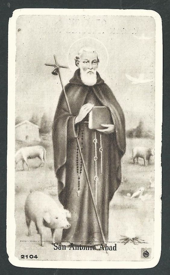 Representación del santo con su cerdo.