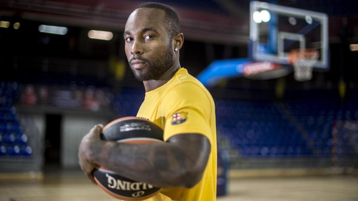 Tyrese Rice posa en el Palau Blaugrana.