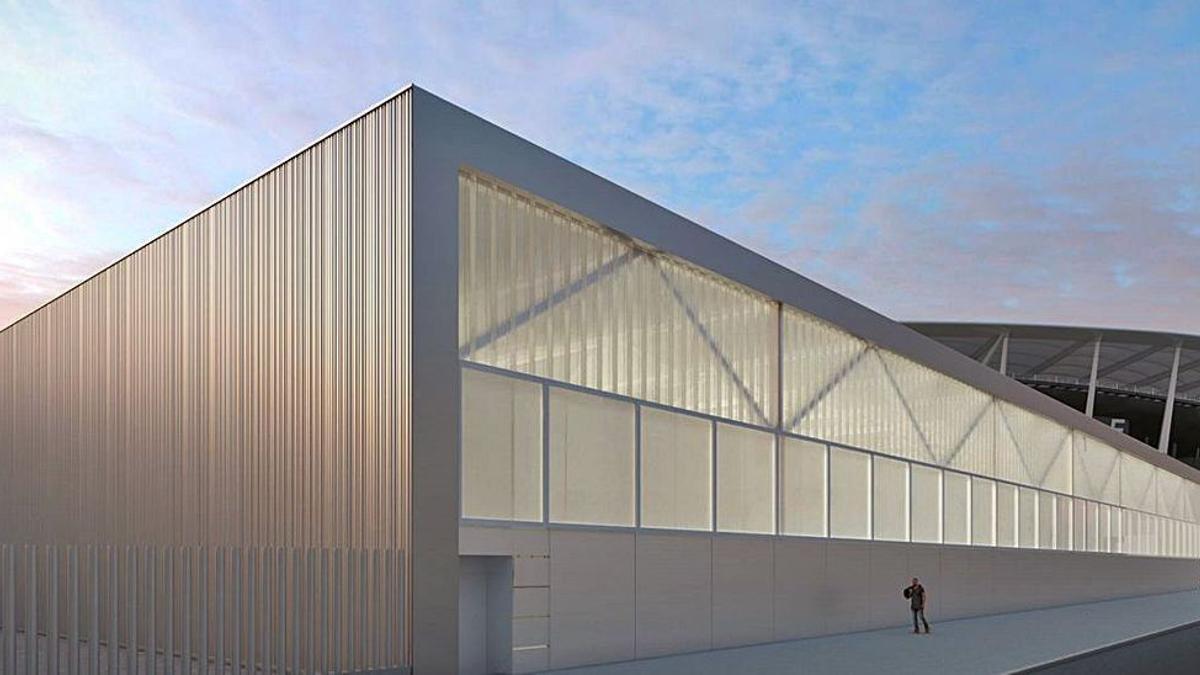 Figuración del futuro pabellón de Benicalap, que pagará el Valencia CF.