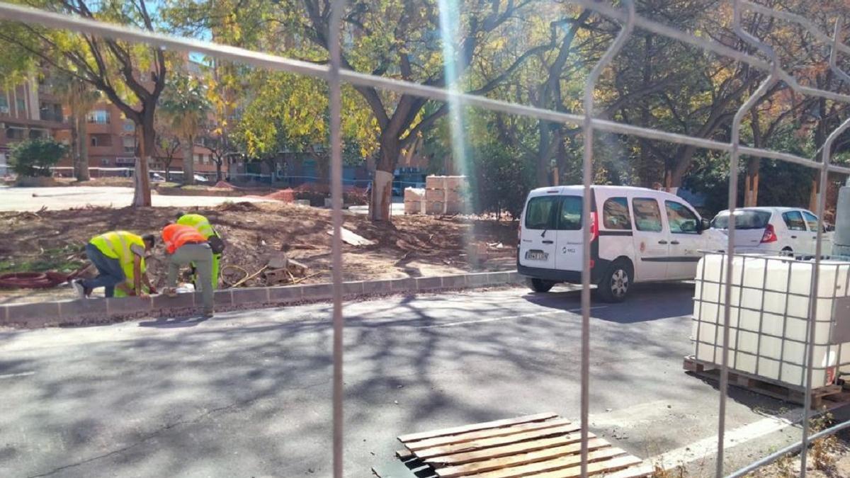 El reinicio de las obras en San Blas, este jueves.