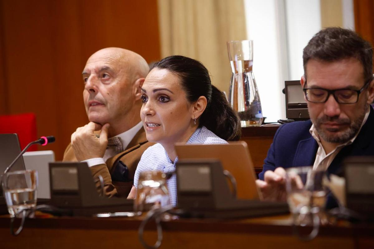 Concejales socialistas, durante el transcurso de un pleno municipal.