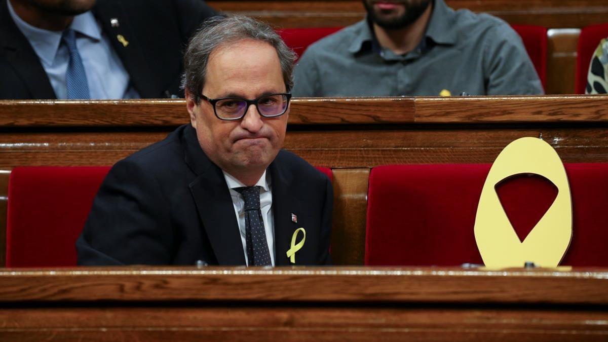 Quim Torra al inicio de la sesión de investidura.