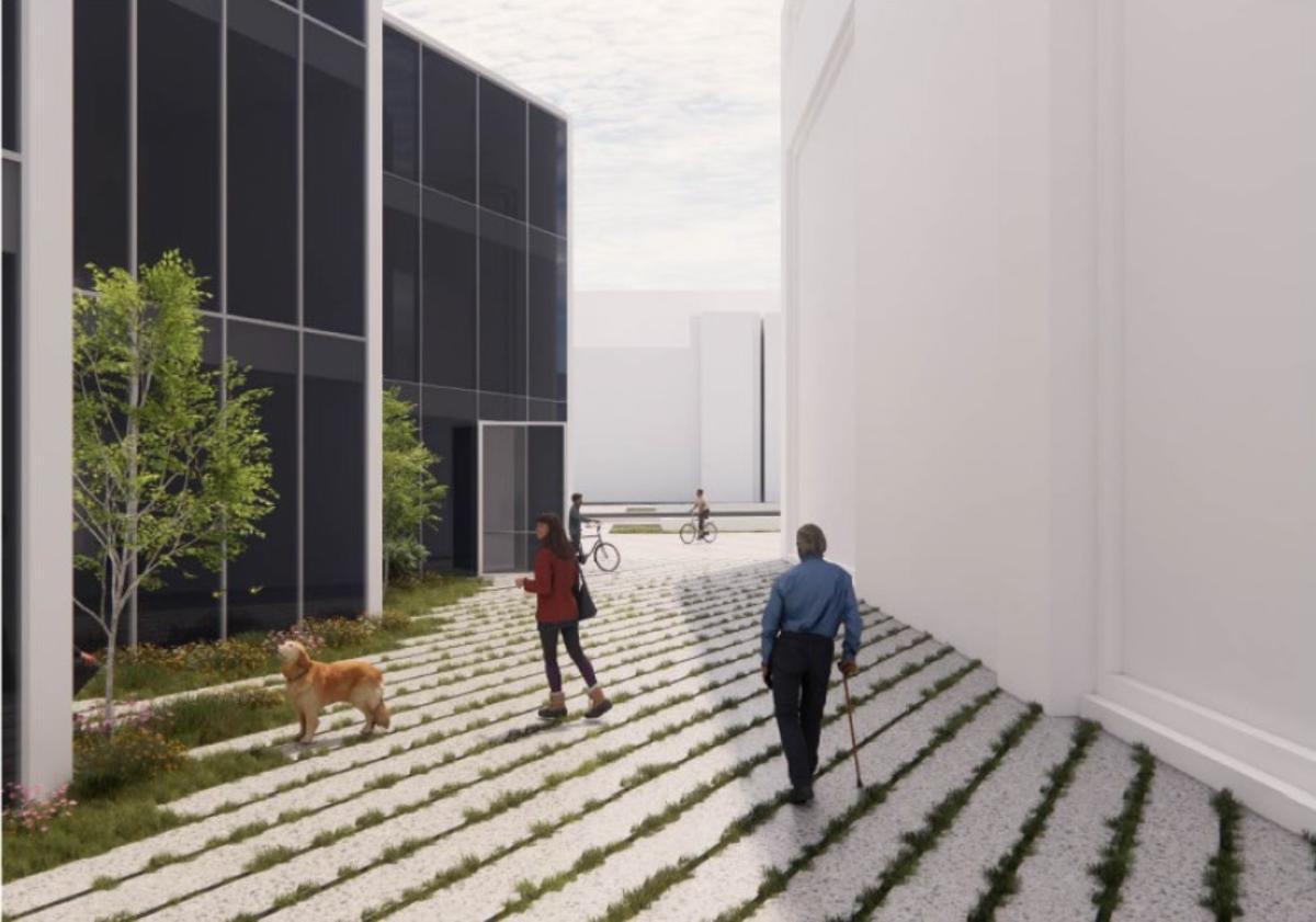 Recreación de la vía que se abrirá entre la calle Mèxic y la avenida Maria Cristina, en Barcelona.