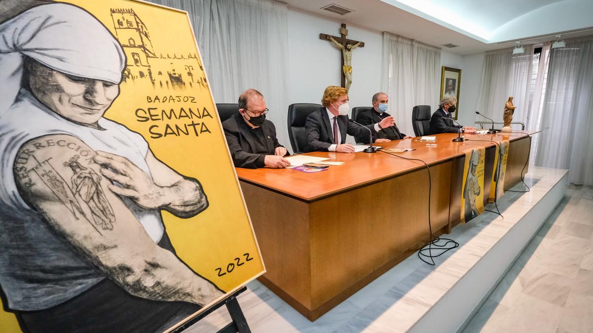 El cartel de la Semana Santa de 2022 presidió la presentación del calendario de actividades, ayer en el arzobispado.