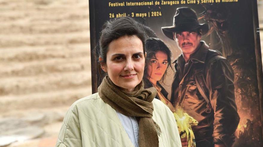 La aragonesa  Blanca Torres, directora del documental ‘Marisol, llámame Pepa’, en el Teatro Romano de Zaragoza.