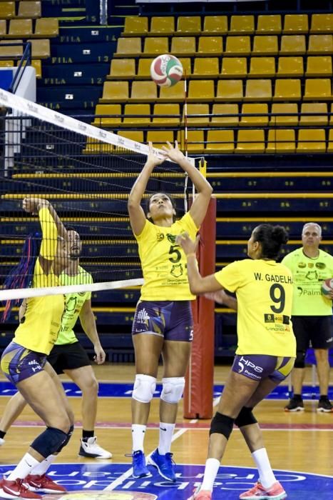 25-02-20 DEPORTES. CENTRO INSULAR DE LOS DEPORTES. LAS PALMAS DE GRAN CANARIA. Entrenamiento y foto de grupo del equipo femenino de volleyball IBSA 7 Palmas.    Fotos: Juan Castro.  | 25/02/2020 | Fotógrafo: Juan Carlos Castro