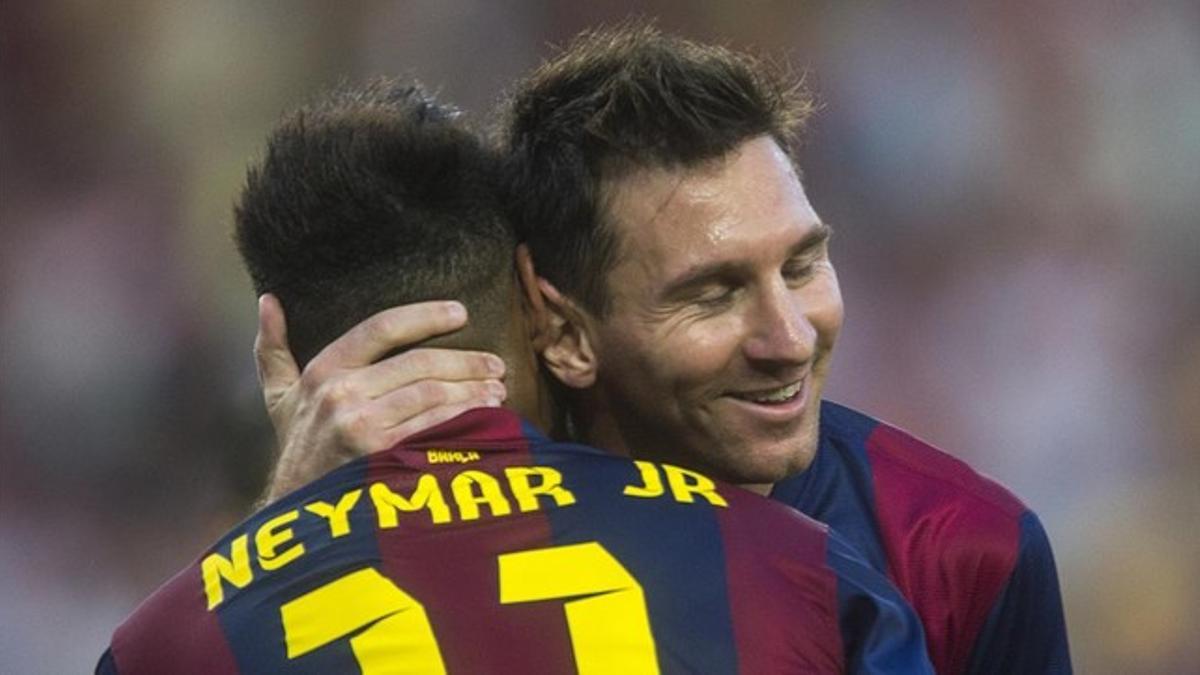 Messi y Neymar celebran un gol del Barça