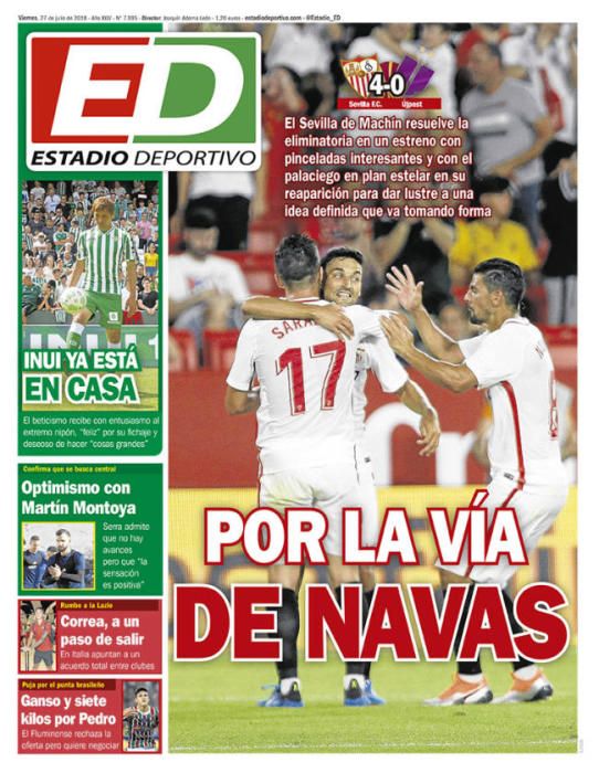 Portada ESTADIO DEPORTIVO viernes 27 de julio 2018