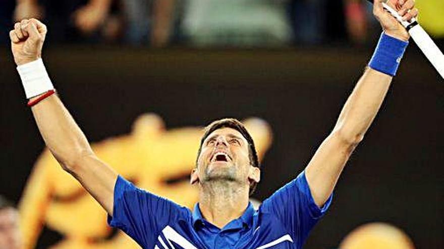 Novak Djokovic, exultant després d&#039;una victòria molt còmoda