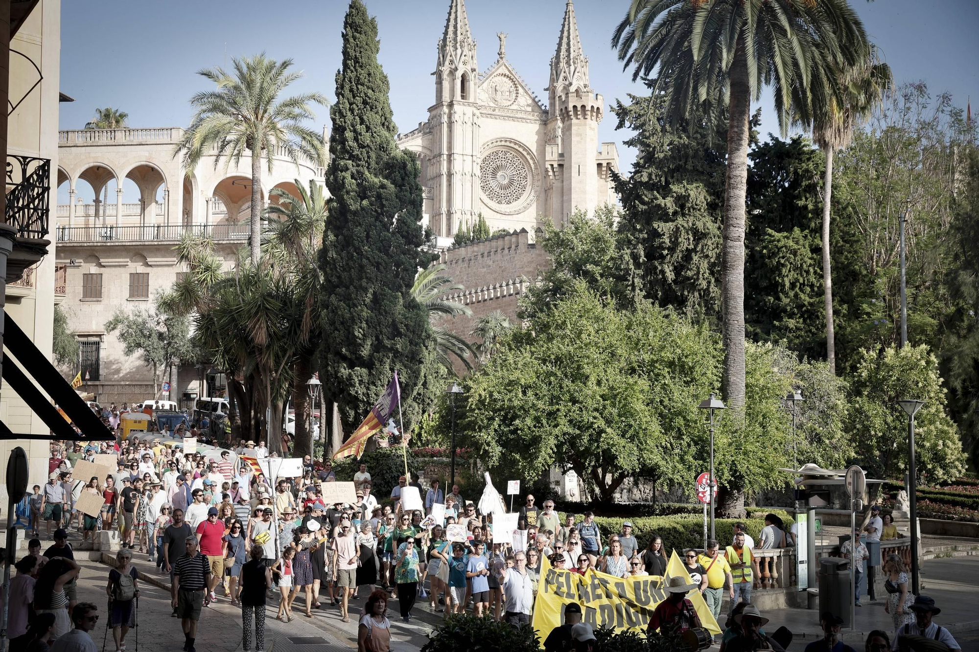 Las mejores pancartas y las imágenes de la manifestación contra la saturación turística en Mallorca